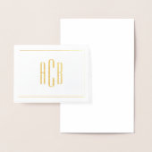 Carte Dorée Monogramme simple à trois lettres bordure or (Affichage)