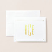 Carte Dorée Monogramme simple à trois lettres bordure or (Devant avec enveloppe)