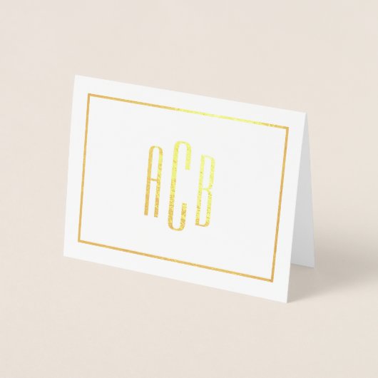 Carte Dorée Monogramme simple à trois lettres bordure or (Devant)