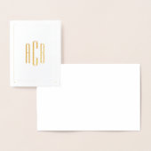 Carte Dorée Monogramme simple vertical à trois lettres bordure (Affichage)