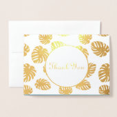 Carte Dorée Monstera Tropical Mariage Merci (Devant avec enveloppe)