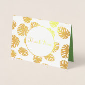 Carte Dorée Monstera Tropical Mariage Merci (Devant)