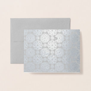Carte Dorée Motif à fleurs gris + argent