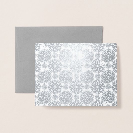 Carte Dorée Motif à fleurs gris + argent (Devant avec enveloppe)