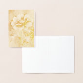 Carte Dorée Motif d'aquarelle de fleurs bleues (Affichage)