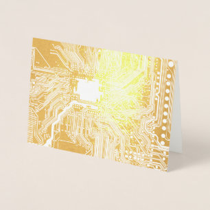 Carte Dorée Motif de circuit Geek Gold Motherboard