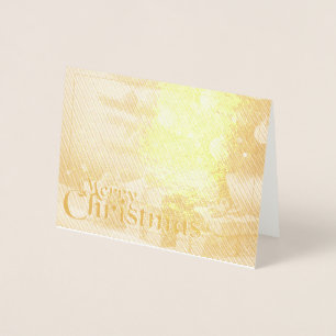 Carte Dorée Motif de Noël, avec des cadeaux sous l'arbre de No
