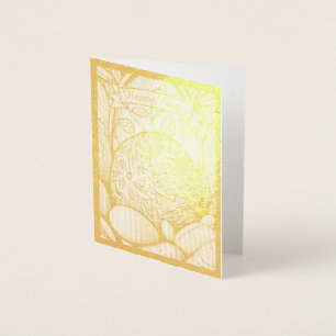 Carte Dorée Motif de Pâques b/w dessin animé avec oeufs de Pâq