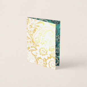 Carte Dorée Motif floral Paisley turquoise