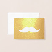 Carte Dorée Mustache Merci Or (Devant avec enveloppe)