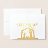 Carte Dorée Nativité Amour et Joie avec Star Elegant Noël (Devant avec enveloppe)
