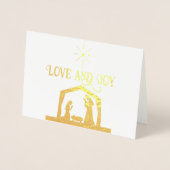 Carte Dorée Nativité Amour et Joie avec Star Elegant Noël (Devant)