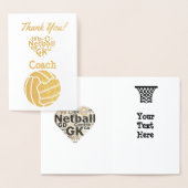 Carte Dorée Netball Coach Merci Or (Affichage)