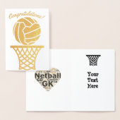 Carte Dorée Netball Theme Ball Design Félicitations (Affichage)