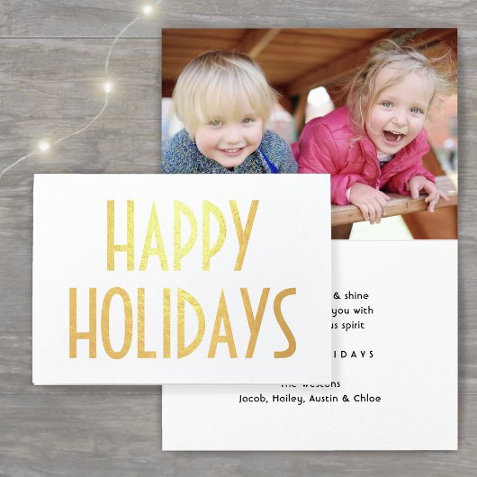 Carte Dorée N'Importe Quel Texte Simple Kraft Happy Holidays S