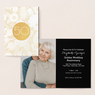 Carte Dorée Noces d'Or 50e Anniversaire de Mariage