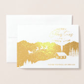 Carte Dorée Noël | Bonne année | Père Noël personnalisable (Devant avec enveloppe)