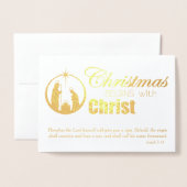 Carte Dorée Noël commence avec le Christ (Devant avec enveloppe)