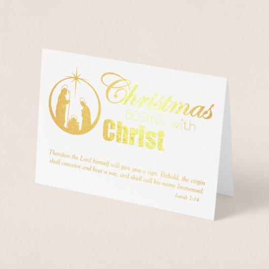 Carte Dorée Noël commence avec le Christ (Devant)