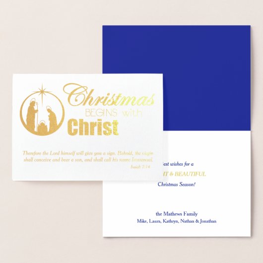 Carte Dorée Noël commence avec le Christ (Affichage)