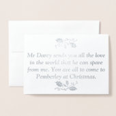 Carte Dorée Noël de la fierté et du préjugé (Devant avec enveloppe)