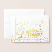Carte Dorée Noël de rennes d'or de luxe (Devant avec enveloppe)