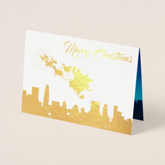 Carte Dorée Noël du Père Noël Sleigh (Devant)