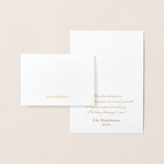 Carte Dorée Noël Gold JOY Stylisé Poinsettia Monogramme (Affichage)