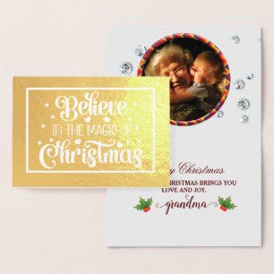 Carte Dorée Noël Grand-mère doré élégant