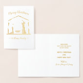 Carte Dorée Noël Nativité Maître Nom de famille (Affichage)