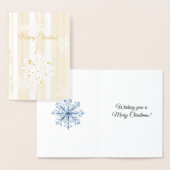 Carte Dorée Noël Rayures Flocons de Neige (Affichage)