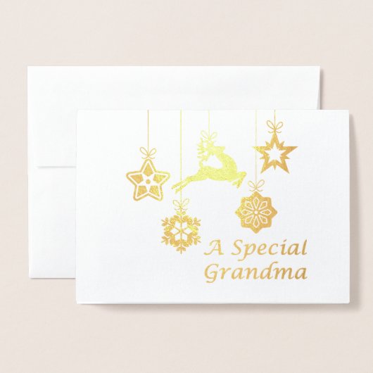 Carte Dorée Noël spécial grand-mère (Devant avec enveloppe)