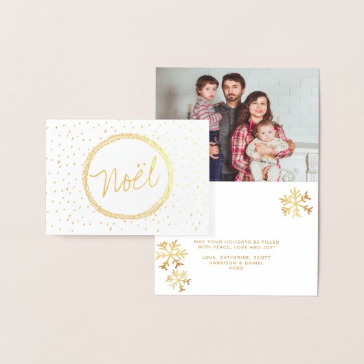 Carte Dorée Noël Typographie Script Photo moderne Noël (Affichage)