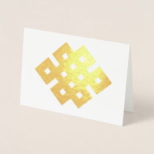 Carte Dorée Nœud auspiceux Nœud sans fin Symbole bouddhiste