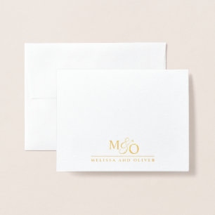 Carte Dorée Nom du couple Mariage Monogram Gold