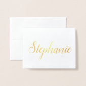 Carte Dorée Nom personnalisé | Papeterie de Bridesmaid (Devant avec enveloppe)