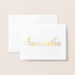 Carte Dorée Nom personnalisé | Papeterie de la femme de ménage<br><div class="desc">À l'intérieur pour que vous écriviez vos propres sentiments.</div>