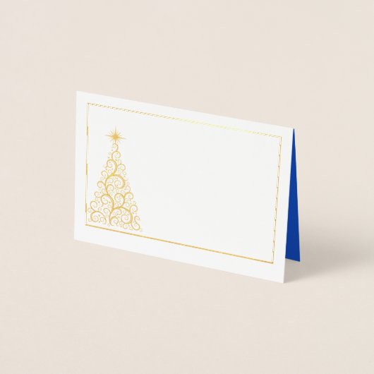 Carte Dorée Nom Place Card Gold Foiled ChristmasTree (Devant)