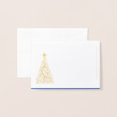 Carte Dorée Nom Place Card Gold Foiled ChristmasTree (Devant avec enveloppe)