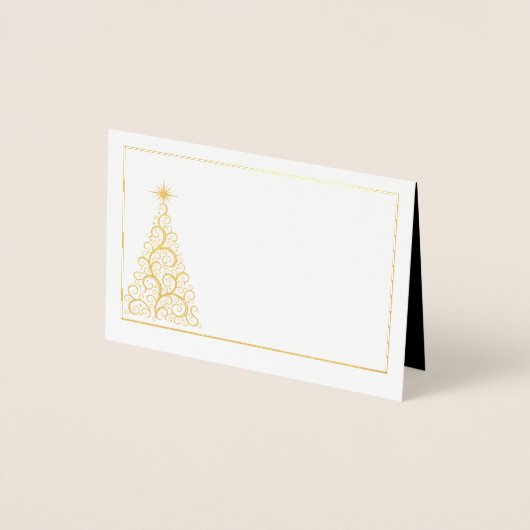 Carte Dorée Nom Place Card Gold Foiled ChristmasTree (Devant)