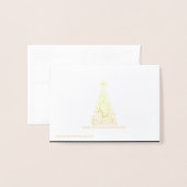 Carte Dorée Nom Place Card Gold Foiled ChristmasTree (Derrière avec enveloppe)