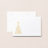 Carte Dorée Nom Place Card Gold Foiled ChristmasTree (Devant avec enveloppe)