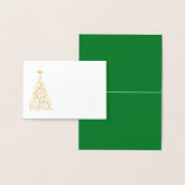 Carte Dorée Nom Place Card Or Foiled ChristmasTree & Stars (Affichage)