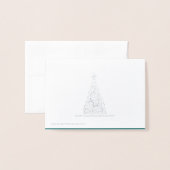 Carte Dorée Nom Place Card SLVR Foiled ChristmasTree & Stars (Derrière avec enveloppe)