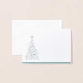 Carte Dorée Nom Place Card SLVR Foiled ChristmasTree & Stars (Devant avec enveloppe)