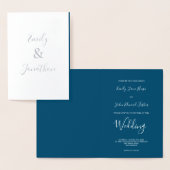 Carte Dorée Noms de texte de script élégant Mariage en argent (Affichage)