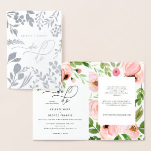 Carte Dorée Nous faisons de l'aquarelle florale et mariage de