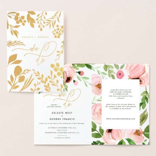 Carte Dorée Nous faisons de l'aquarelle florale et mariage de (Affichage)