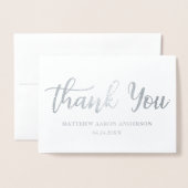 Carte Dorée Nouveau Merci bébé moderne argent (Devant avec enveloppe)