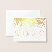 Carte Dorée Nouvel An Confetti (Devant avec enveloppe)